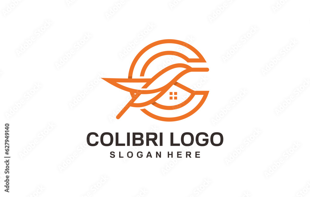 letter c combination hummingbird logo design letter c combination hummingbird logo design