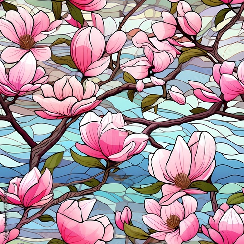 magnolias flower art pattern