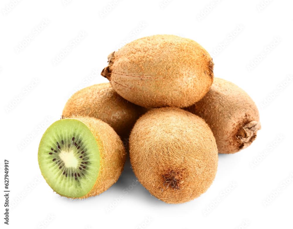 Many fresh kiwi on white background Many fresh kiwi on white background
