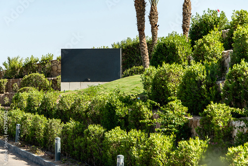 Blank Sign Facade of hotel in Egypt in the resort area of Hurghada, Makadi Bay photo