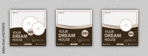 Set of House for sale social media promotion design template. Editable modern banner with place for the photo. Usable for social media post and web.
