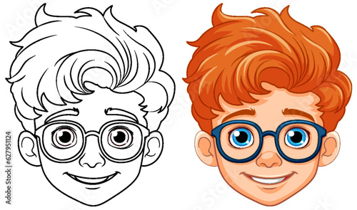 Orange hair boy wearing glasses head