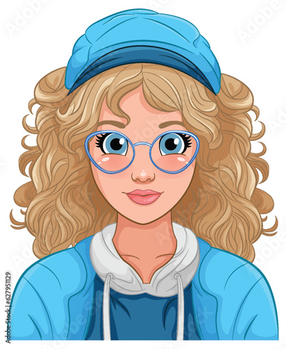 Woman portrait wearing cap and glasses