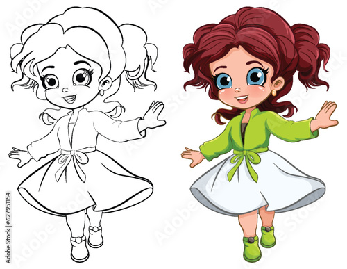 Cute girl dancing isolated