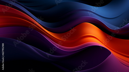 Abstract colorful 3d dark wavy Background. Generative AI