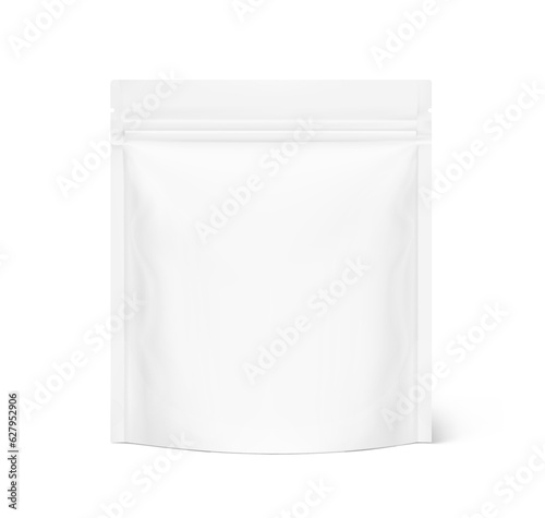 Realistic pouch bag mockup. Vector illustration isolated on white background. Front view. Can be use for template your design, presentation, promo, ad. EPS10.