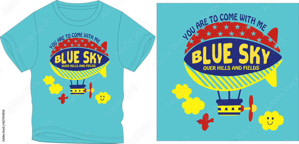 blue sky balloon graphic design vector