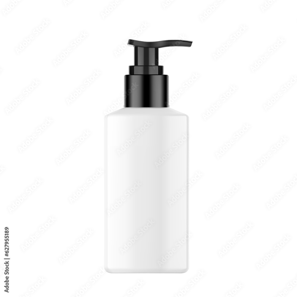 Realistic bottle with black dispenser mockup. Vector illustration isolated on white background. Perfect for the presentation of soap, disinfectant, medical, etc. EPS10. Realistic bottle with black dispenser mockup. Vector illustration isolated on white background. Perfect for the presentation of soap, disinfectant, medical, etc. EPS10.