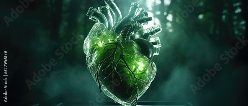 A heart shaped object sitting on top of a table. Generative AI.