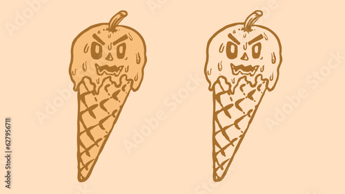 creepy-faced ice cream illustration