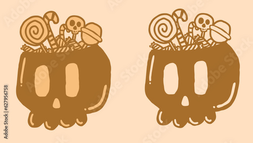 illustration of a skull having a lot of candies