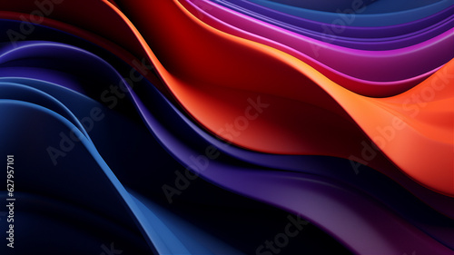 Abstract colorful 3d dark wavy Background. Generative AI