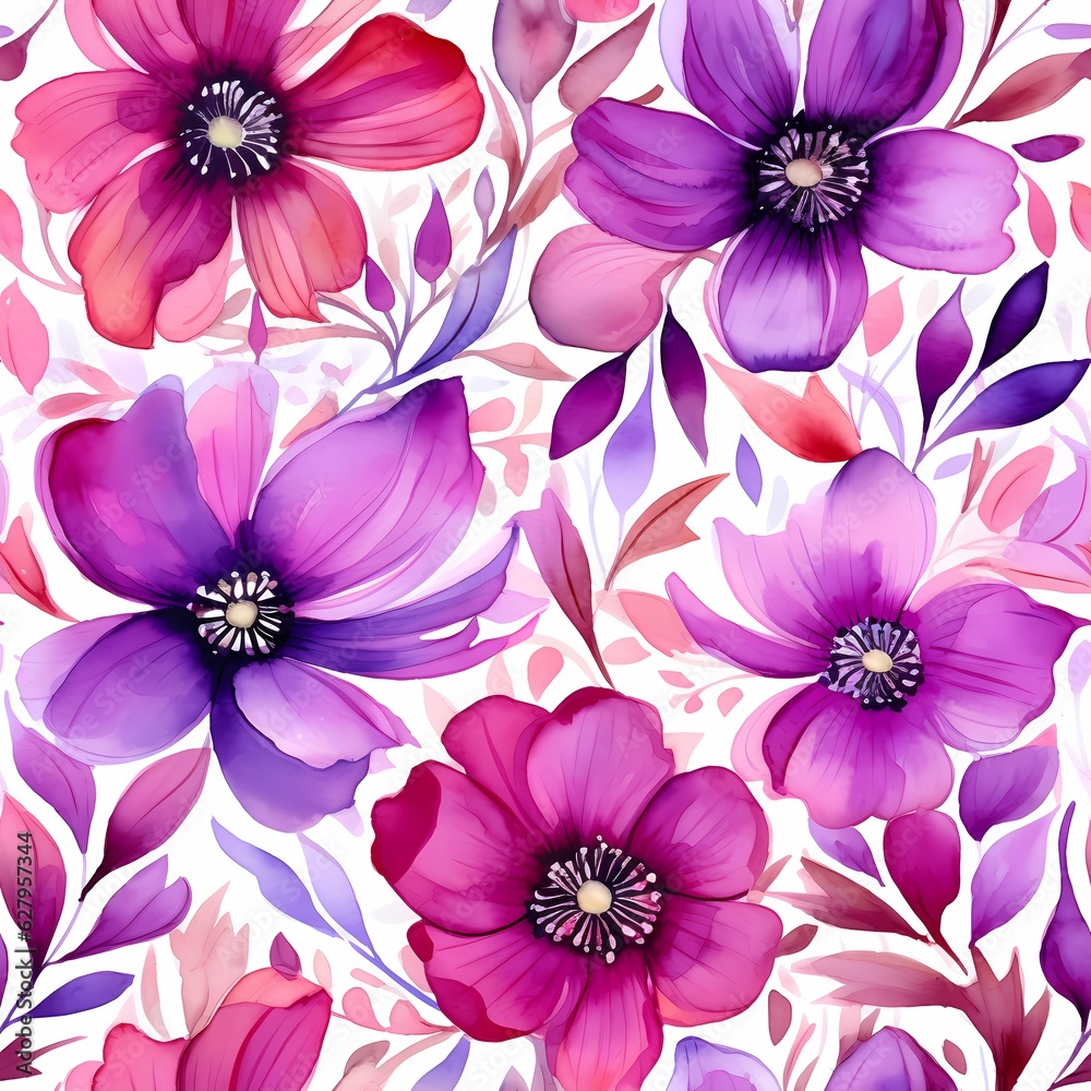 watercolor flower pattern in the style of light violet watercolor flower pattern in the style of light violet