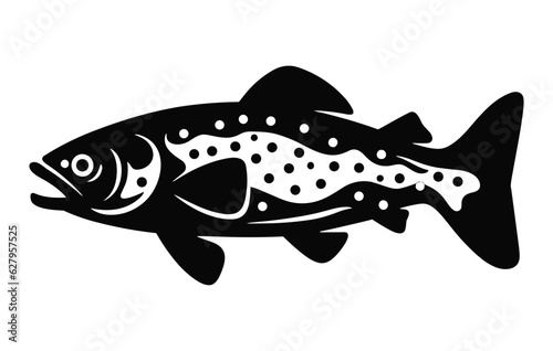 Fotografia River salmon fish silhouette, river salmon fish vector icon , river salmon fish