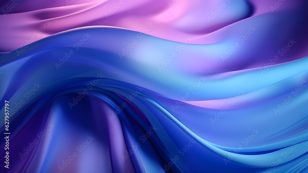 Fototapeta premium Abstract fluttering layers of gradient purple-blue fabric
