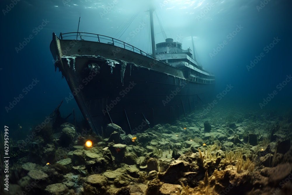 shipwreck on the bottom of the sea shipwreck on the bottom of the sea