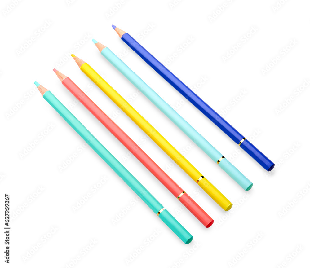 Set of colorful pencils on white background Set of colorful pencils on white background