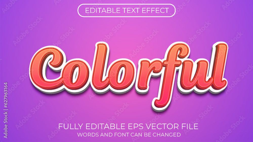 Colorful editable text effect. Editable text style effect