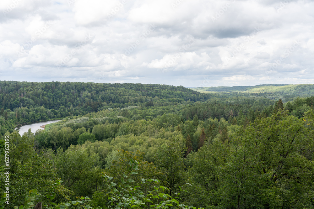 View from Paradizes kalns or Gleznotajkalns over Gauja Valley in Sigulda, Latvia View from Paradizes kalns or Gleznotajkalns over Gauja Valley in Sigulda, Latvia