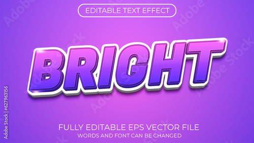 Bright editable text effect. Editable text style effect