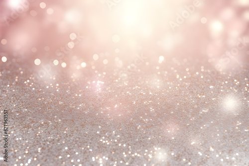abstract bokeh background glitter vintage lights background. gold silver and white. de-focused, AI generate © Black Pig