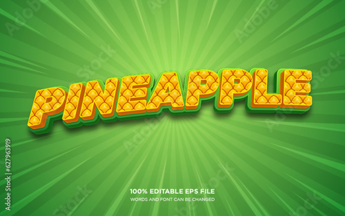 pineapple 3D editable text style effect