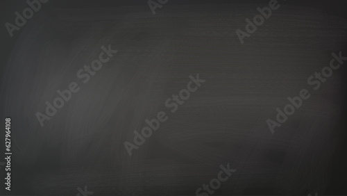 Graphite background or school blackboard with realistic chalk stains or scuffs. Blank black board, monochromatic banner mockup. Vector template for education concept, chalk menu text and illustration