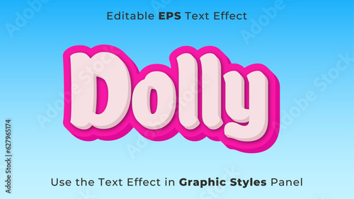 Foto Editable EPS Text Effect of Dolly for Title and Poster