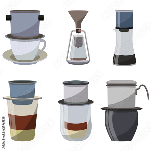Vietnam Drip coffee maker flat design vector illustration.