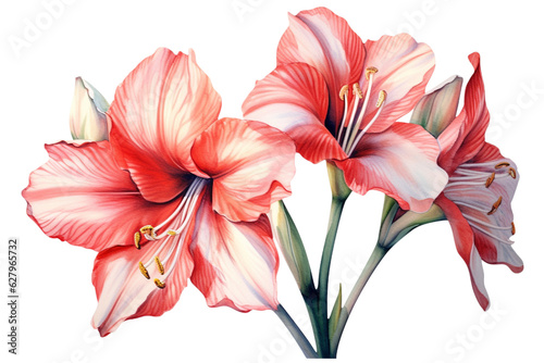 pink lily flower, vintage hand draw illustration