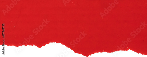 Red ripped paper torn edges strips isolated on white background
