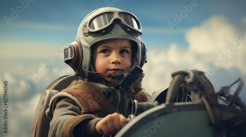 Winged Wonders: Children Emulate WWII Aviators, Generative AI © Adolfo Perez Design