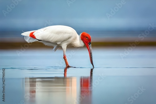 white stork with red beak  ciconia   generated by AI