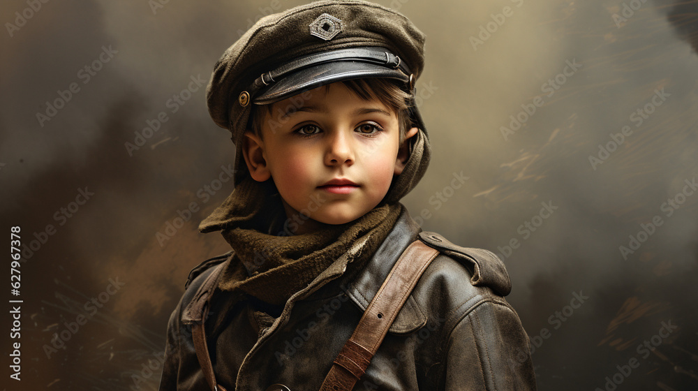 Miniature Warriors: Toddlers in Soldier Gear, Generative AI Miniature Warriors: Toddlers in Soldier Gear, Generative AI