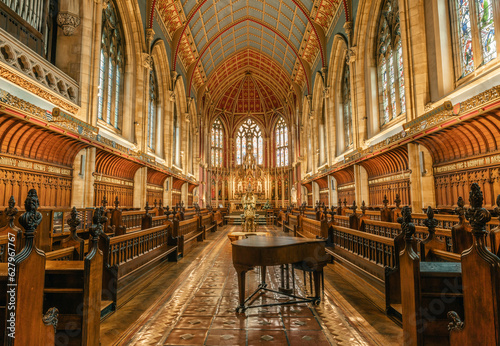 The beautiful view of the interior of the small chapel in the Ushaw College in Durham 