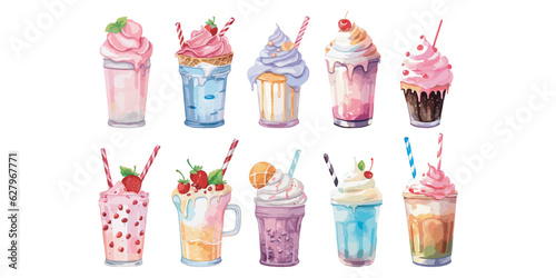 Watercolor Milkshake clipart for graphic resources