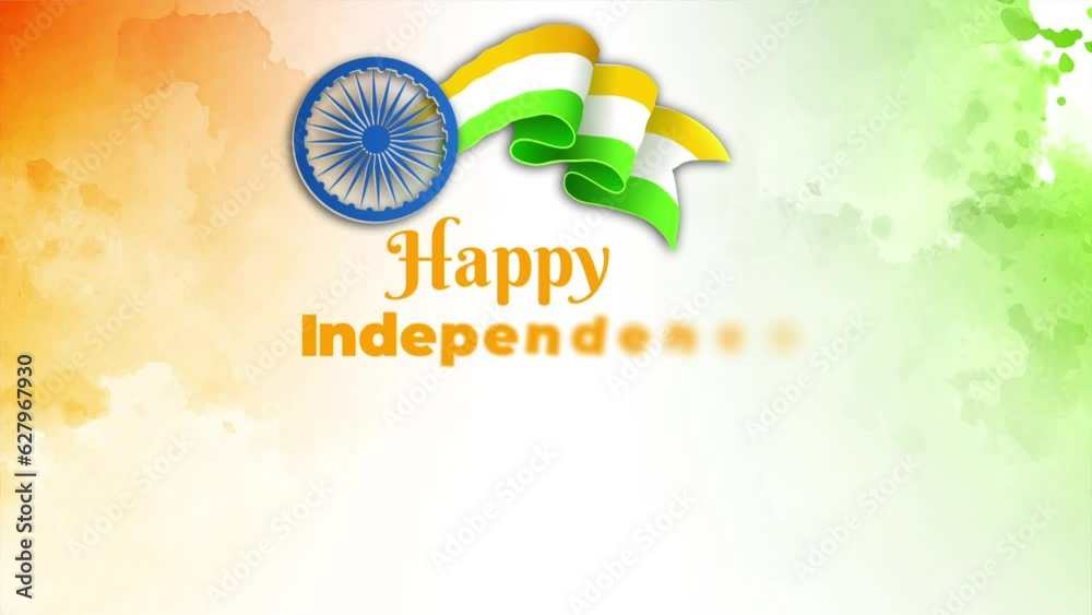 Happy Independence Day - 15th August  abstract artistic creative  Indian flag wave  background vector illustration. Motion graphic of 15th August  Indian Independence Day  Greeting animation video ...