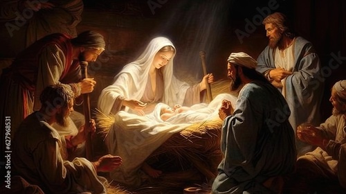 Leinwand Poster Nativity scene, christian Christmas