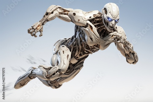 A Robot Skeleton on a Plain White Background. AI