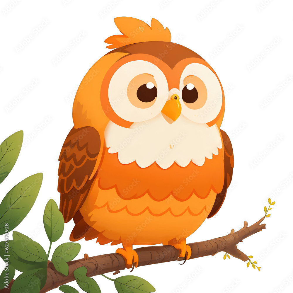 Cute cartoon owl isolated with no background. Illustration for children of a bird. Cute cartoon owl isolated with no background. Illustration for children of a bird.