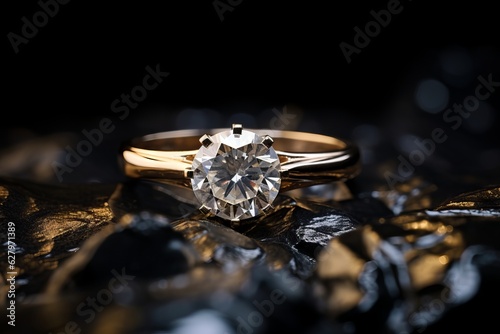 luxury diamond ring. product photography diamond weeding rings. Generative AI