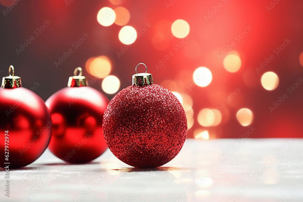 Red Christmas balls with decoration Red Christmas balls with decoration