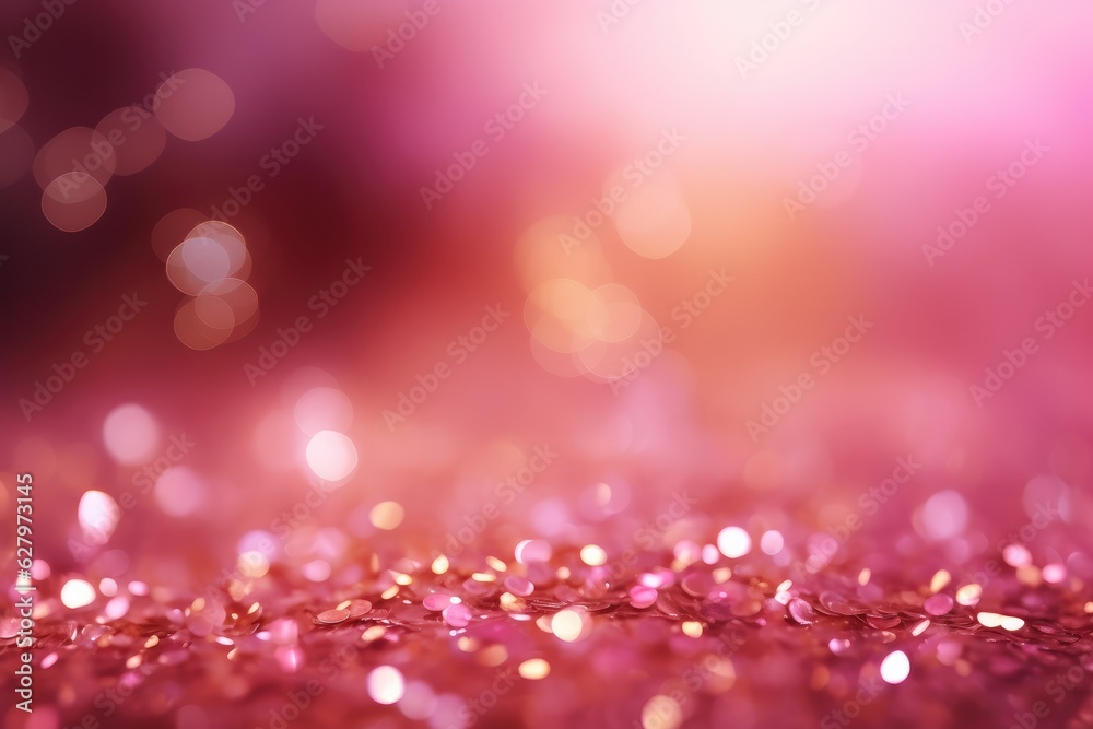 Abstract pink bright light glittering bokeh blur background. Generative AI