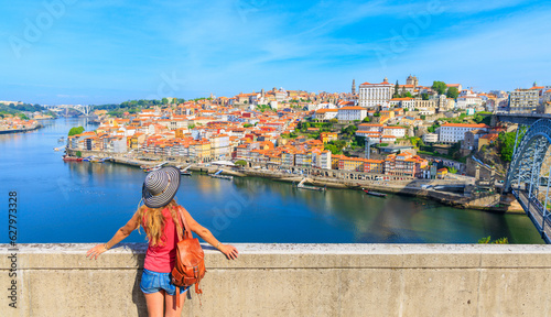 Woman tourist in Porto- tour tourism, travel, vacation in Portugal