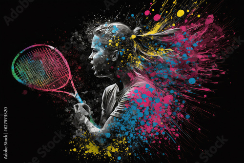 playing tennis on background