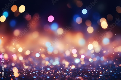 Abstract bright light glittering bokeh blur background. Generative AI