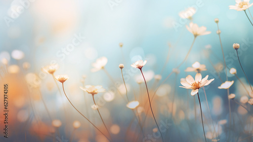Blurred foliage, flowers, and natural elements
