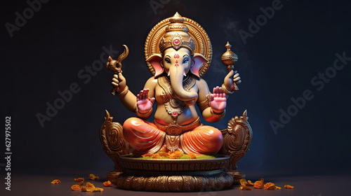  A Lord Ganesha for Ganesh Chaturthi. The sacred object of the Hindus. Generative Ai