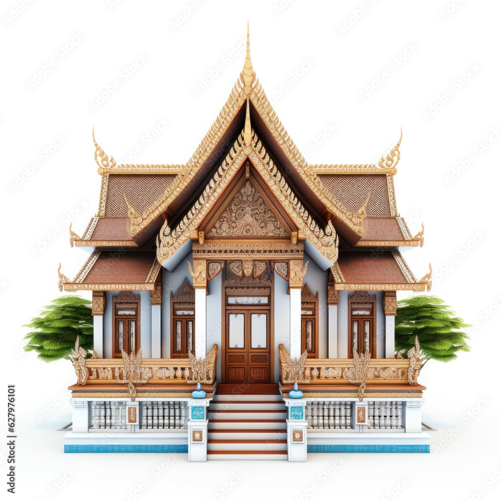 Thai traditional house in flat style isolated on white background, Asia culture architecture concept. Thai traditional house in flat style isolated on white background, Asia culture architecture concept.