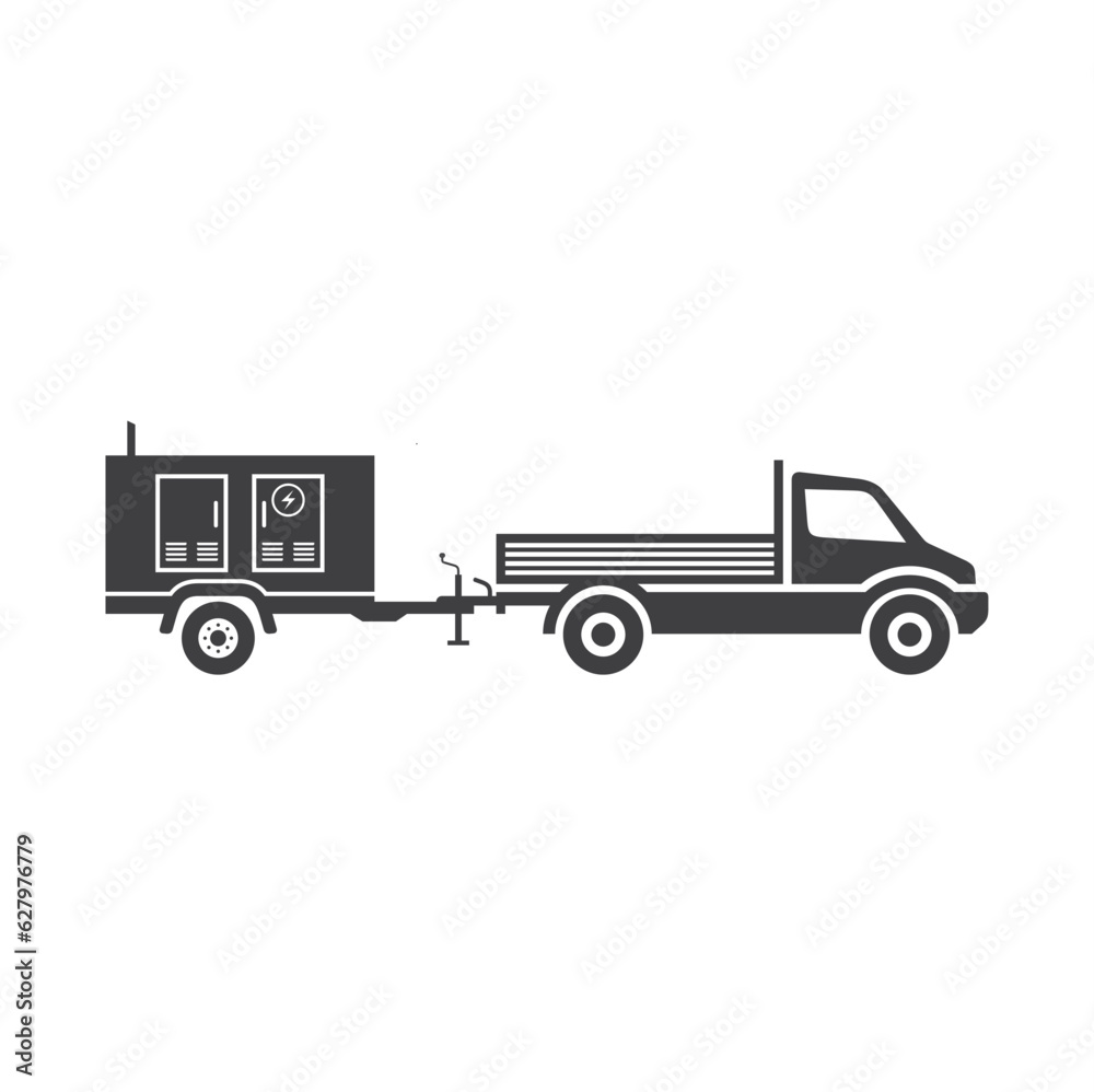 illustration of generator trailer, vector art.